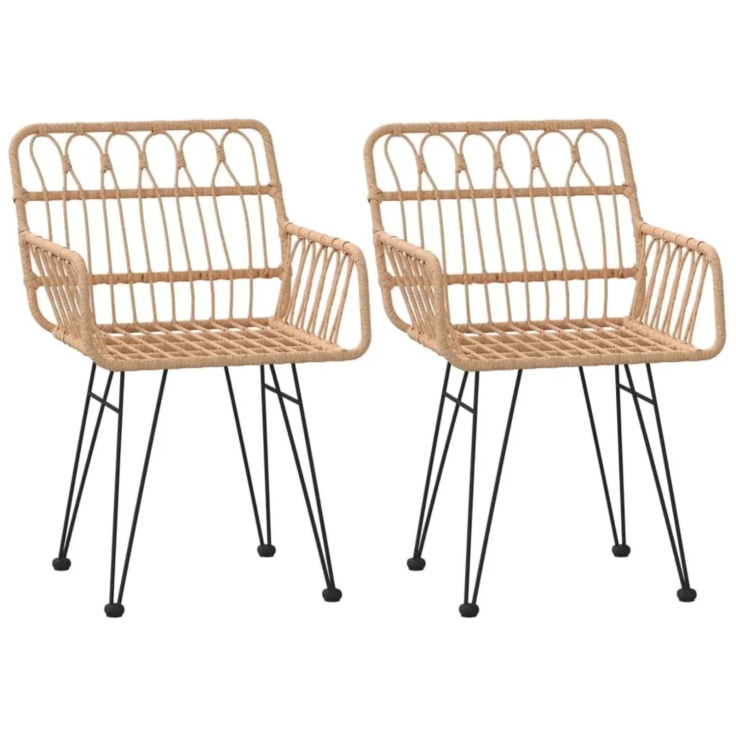 Furnicato Gartenstühle 2 Stk Mit Armlehnen 56x64x80 Cm Pe-rattan