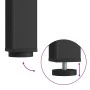 Höhenverstellbarer Fuß eines schwarzen Esstisch-Metallbeins. Für stabilen Stand und Bodenausgleich.