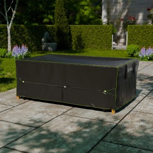 Schwarze Juskys Schutzhülle CoverSafe Pro für Gartenmöbel, 220x140x75 cm.