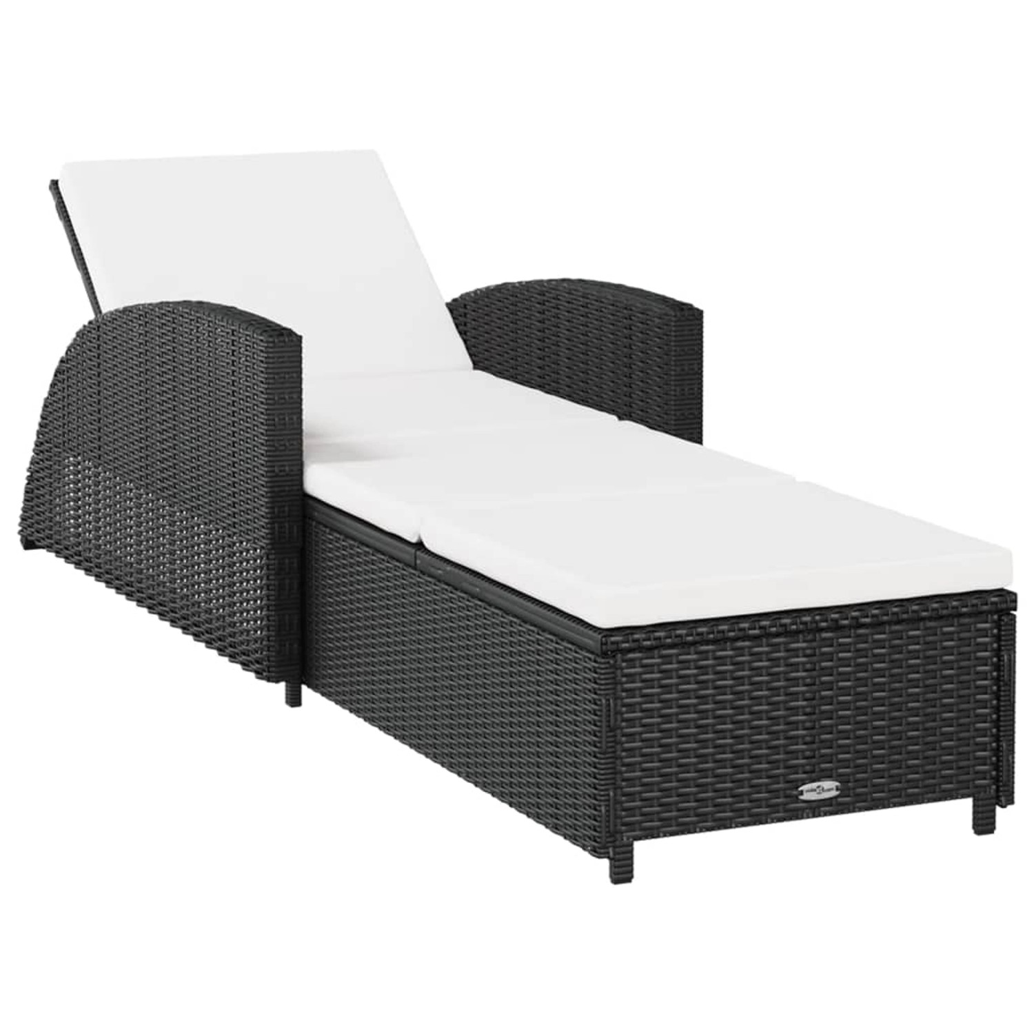 vidaXL Sonnenliege mit Cremeweißer Auflage Poly Rattan Schwarz 317177