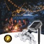 Salcar Solar LED Lichterkette 10m, 40 warmweiße Kristalllampen, beleuchtet Gartenparty. Mit Solarpanel & Erdspieß.