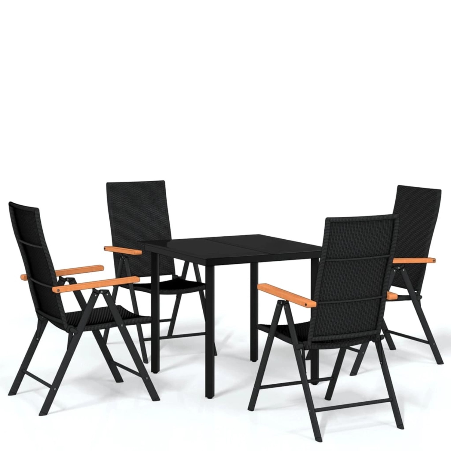vidaXL 5-Tlg Garten-Essgruppe Schwarz 3099114