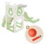 Joyz 3in1 Kinderrutsche grün mit Spielturm, Basketballkorb, Ball und Pumpe.