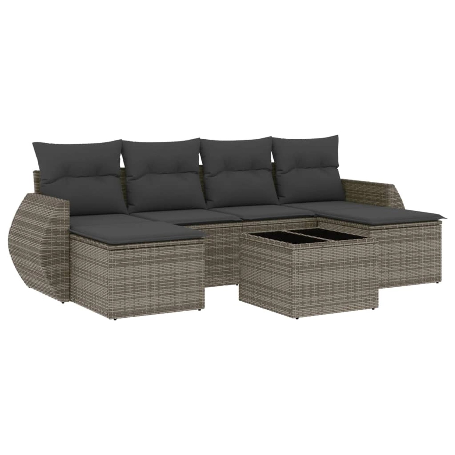 vidaXL 7-tlg Garten-Sofagarnitur mit Kissen Grau Poly Rattan Modell 76 günstig online kaufen