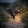 Schwarzer QAZQA Gartenstrahler mit Kabel und Stecker, 2-flammig, IP65, zur Gartenbeleuchtung.