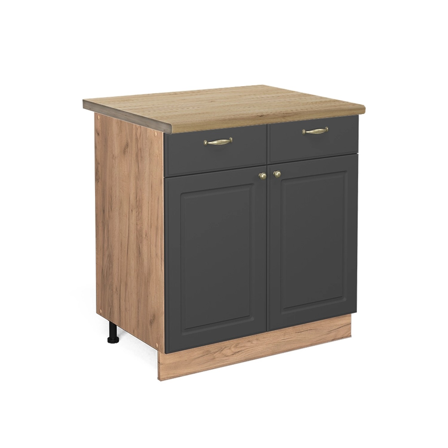 Vicco Küchenunterschrank Fame-Line Anthrazit-Gold/Goldkraft Eiche 80 cm AP Eiche