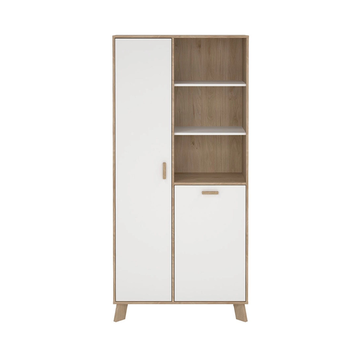 ebuy24 Ikast Vitrinenschrank 2 Türen 3 Ablagen Eichen-Dekor Weiß günstig online kaufen