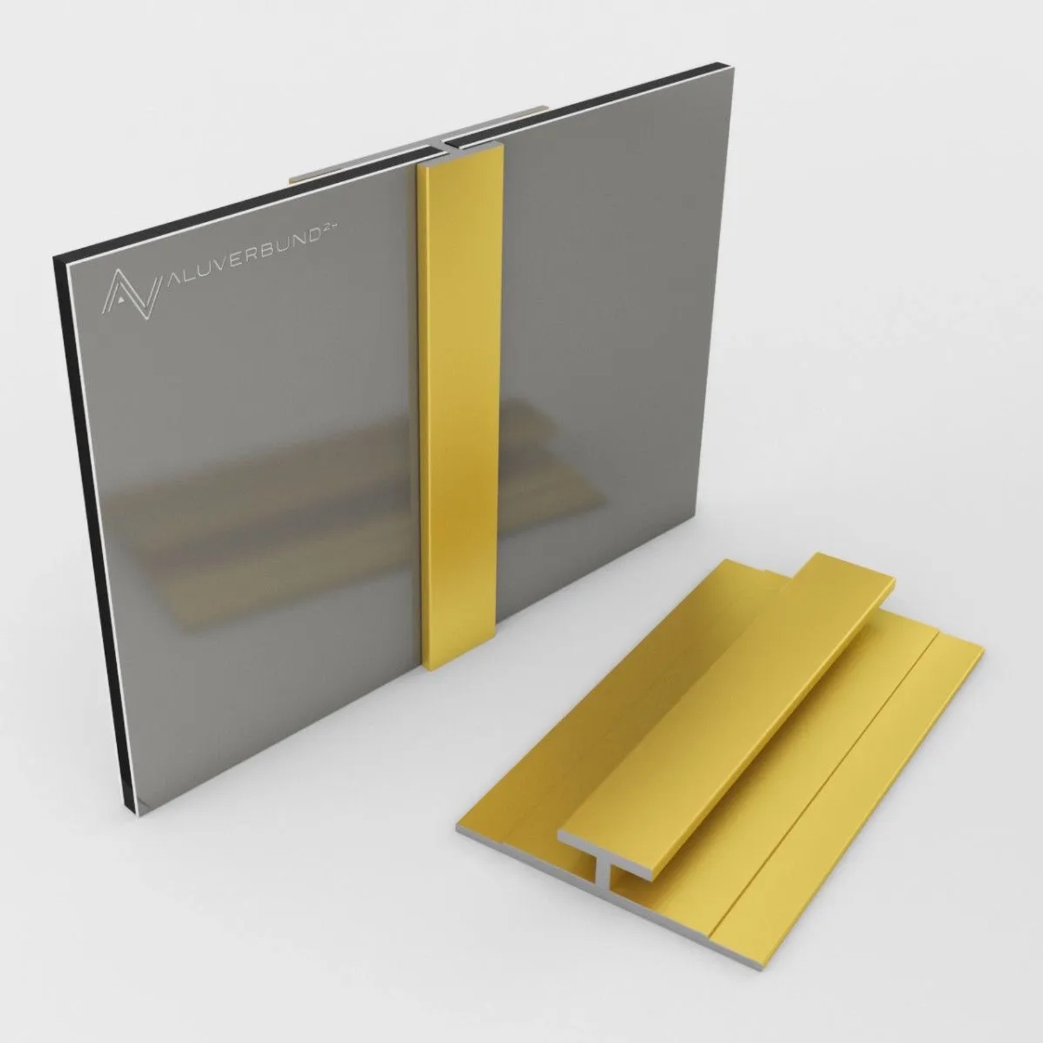 Aluverbund24 100cm Verbindungsprofil für 3mm Alu Verbundplatte Gold-Eloxiert