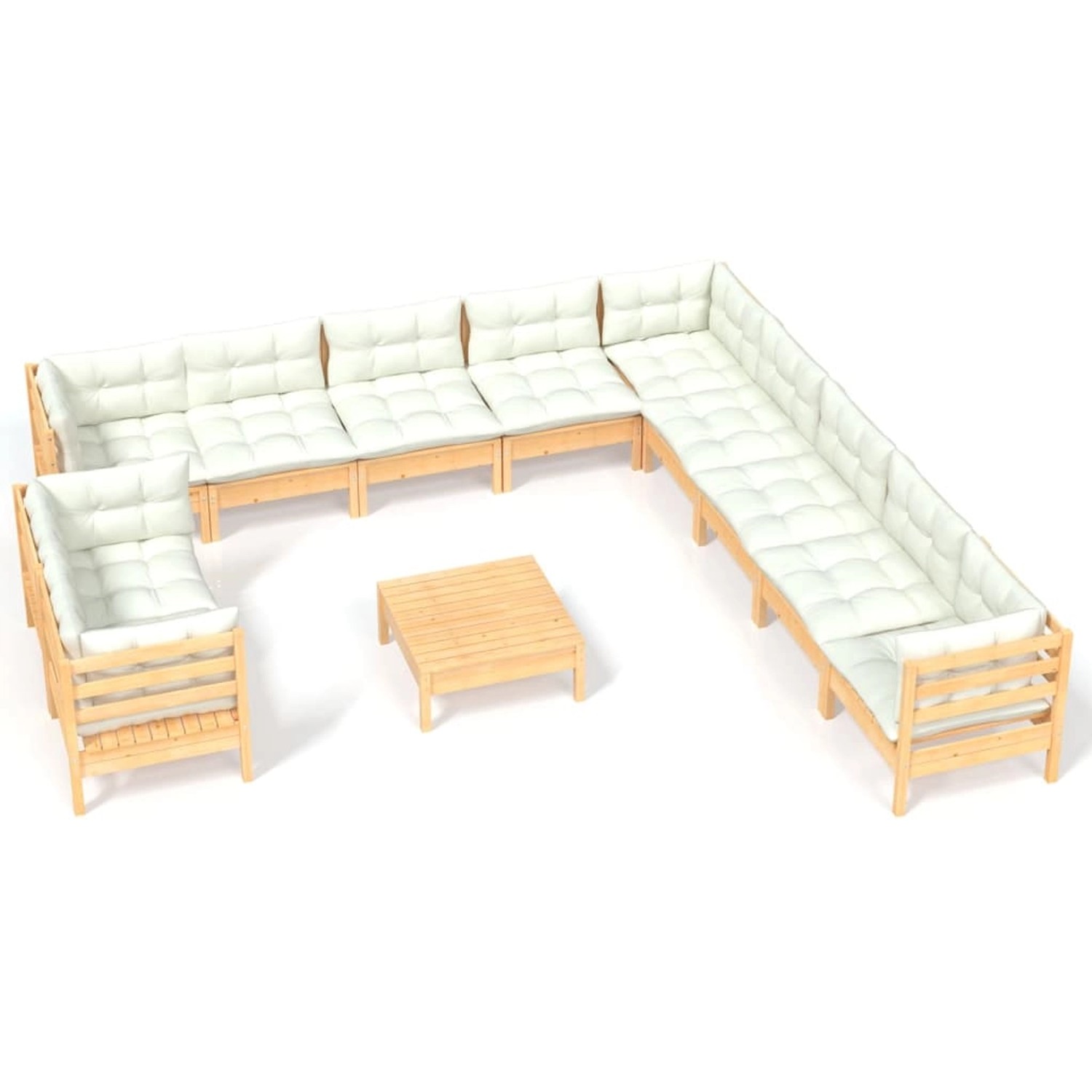 vidaXL 12-tlg Garten-Lounge-Set mit Creme Kissen Massivholz Kiefer Modell 4