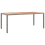 vidaXL Garten-Esstisch, 190x90 cm, grau Poly Rattan, Akazienholz-Tischplatte für 9-tlg. Garten-Essgruppe.