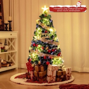 Künstlicher Costway Weihnachtsbaum mit Beleuchtung, 120 cm, mit Stern, Kugeln und Geschenken.