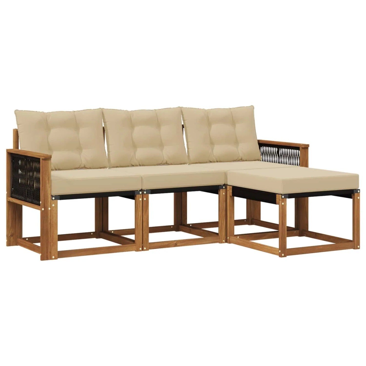 vidaXL Outdoor-Sofagarnitur mit Kissen 4 Stk Natur und Beige 3381873