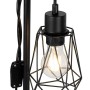 Schwarze QAZQA Stehlampe mit Holz und zwei Lampenschirmen im Dami Frame Design.
