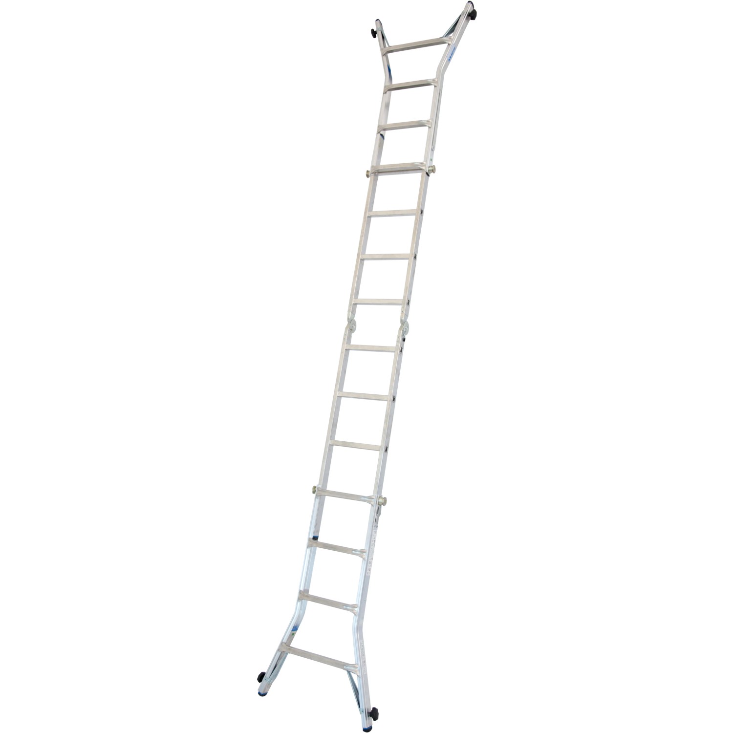 Krause Stabilo Gelenk-Teleskop-Leiter, 4x4 Sprossen, Aluminium, für Treppen & flexible Höhenanpassung.