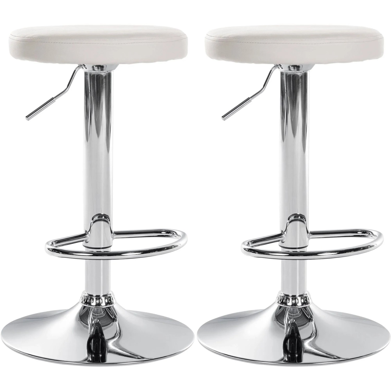 CLP 2er Set Barhocker Ponte Kunstleder Metall in Chromoptik/weiß