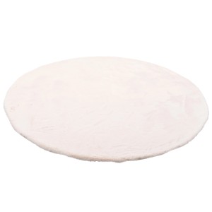 Runder, creme-farbener Fellteppich (120x120cm) von Pergamon Luxus Super Soft.