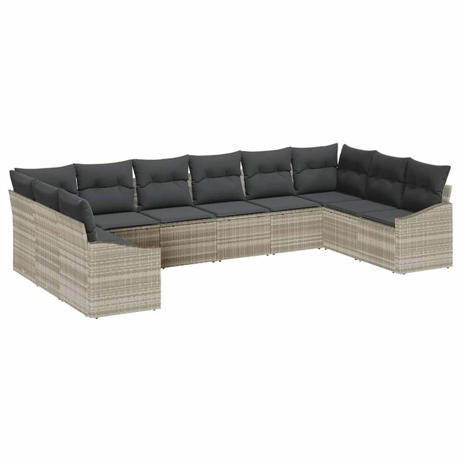 vidaXL Garten-Sofa-Set 10-Tlg Hellgrau Poly Rattan 3346902 günstig online kaufen