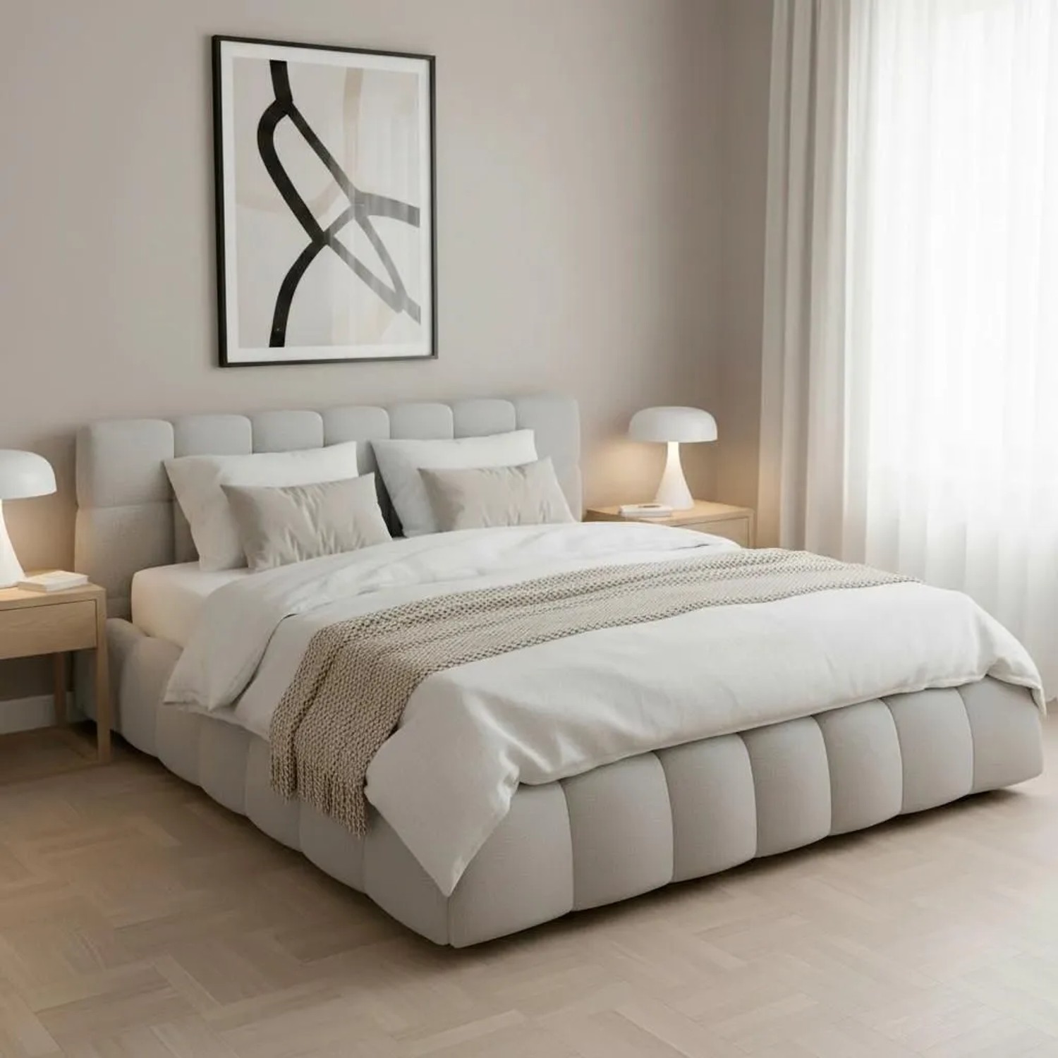 Bessagi Home Polsterbett Marija Hellgrau ca. 180x200 cm Stauraum