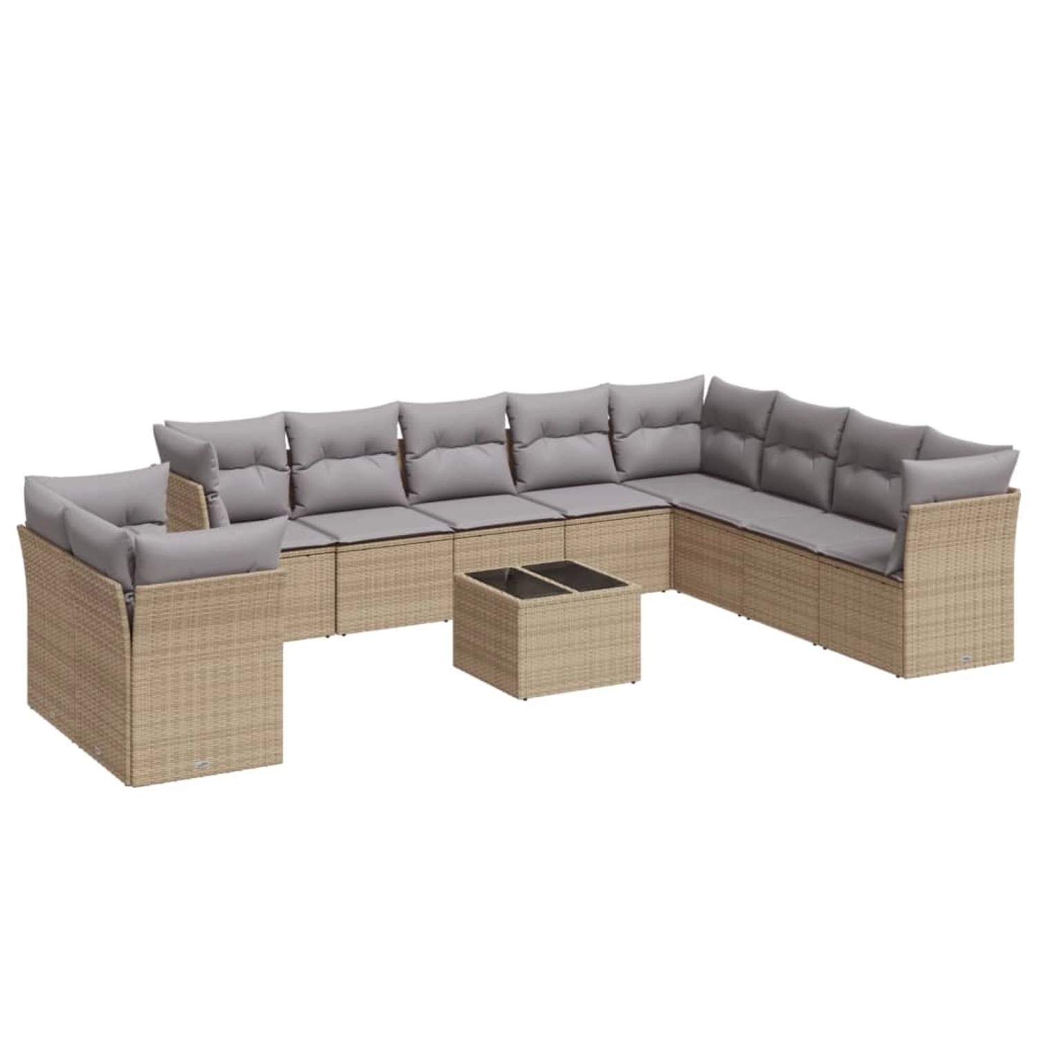 vidaXL 11-Tlg Garten-Sofagarnitur mit Kissen Beige Poly Rattan 3249708 günstig online kaufen