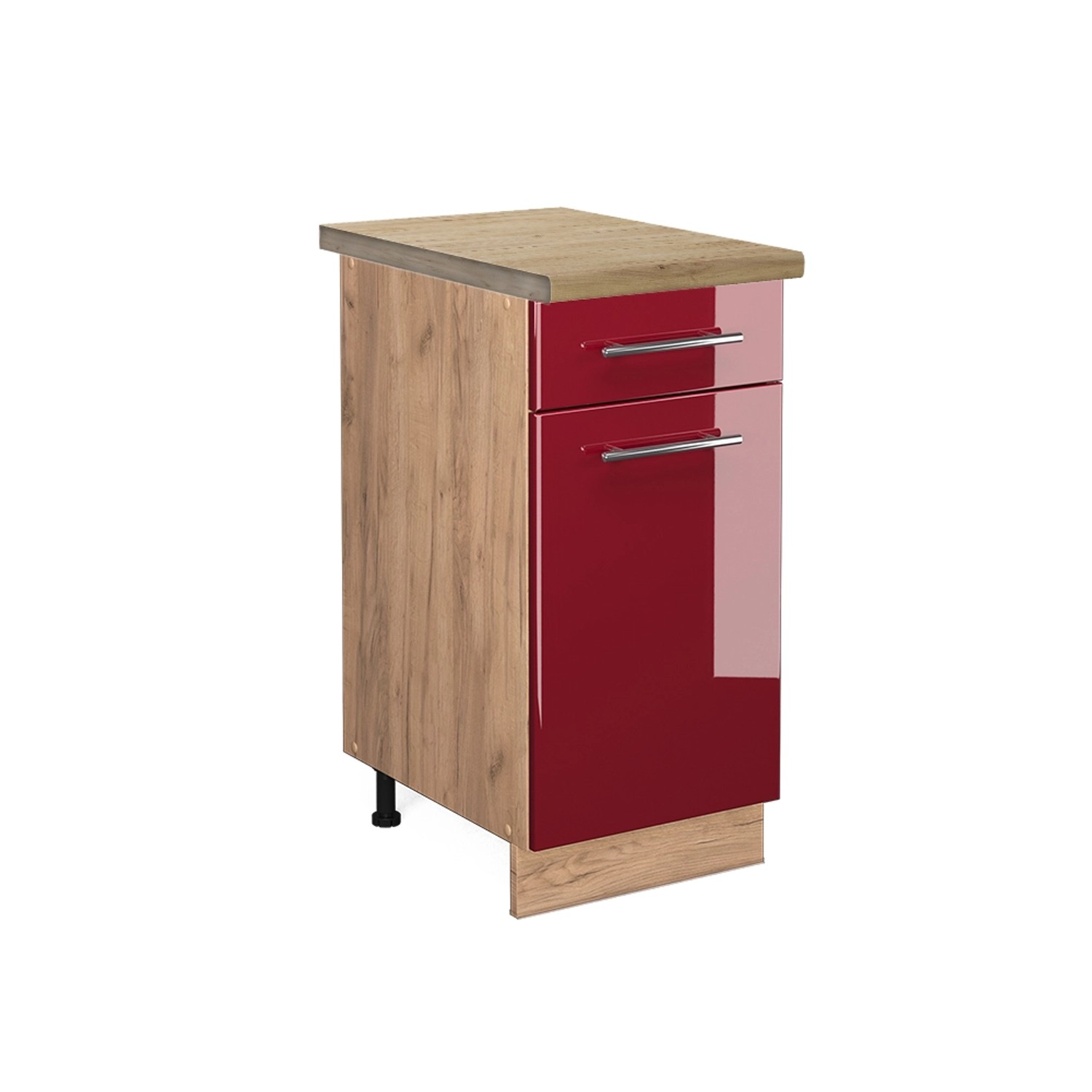 Vicco Küchenunterschrank Fame-Line Bordeaux Hochglanz/Goldkraft Eiche 40 cm AP Eiche