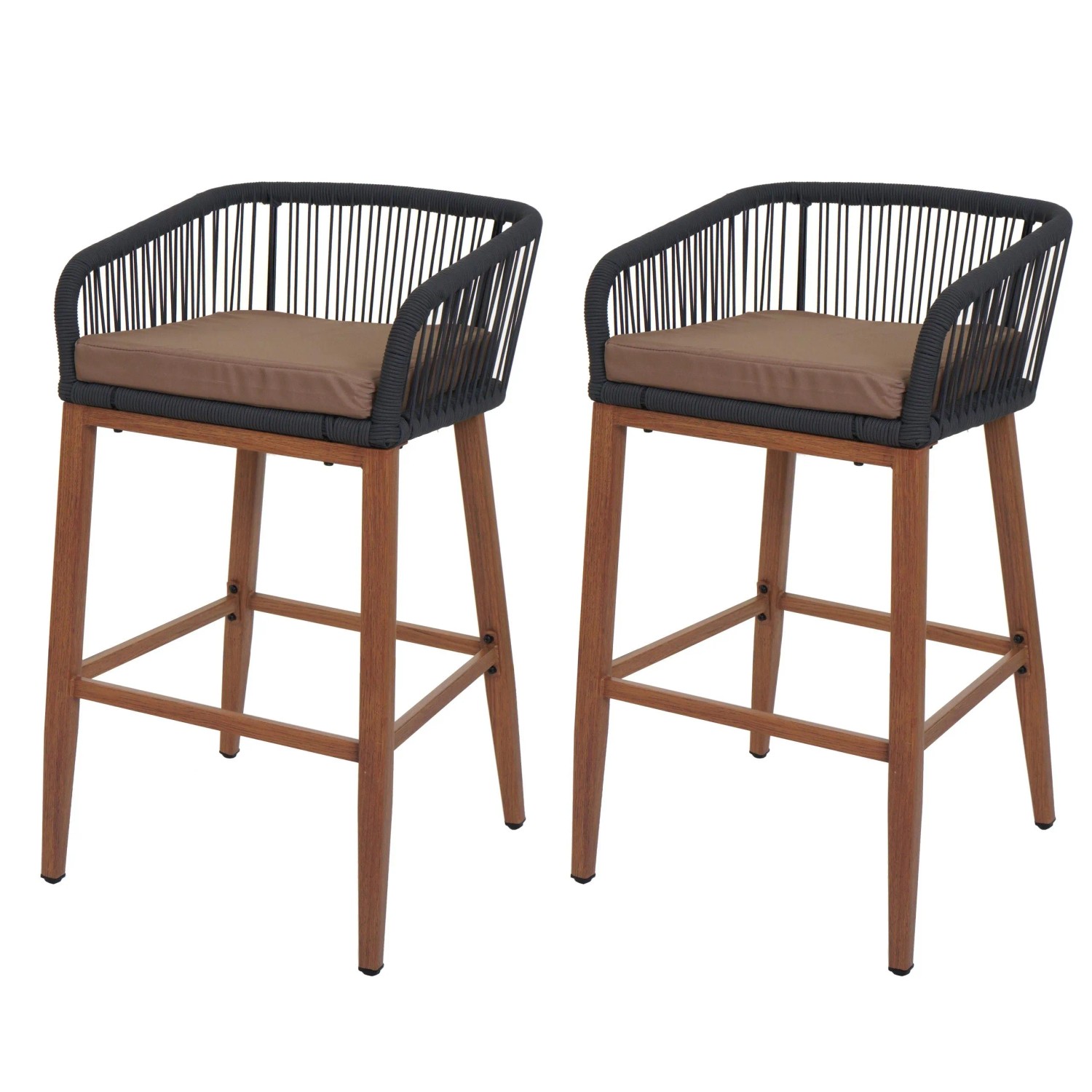 Proregal 2er-Set Rope-Barhocker HxBxT 92x51x53 cm Sitzhöhe 76cm Anthrazit K günstig online kaufen