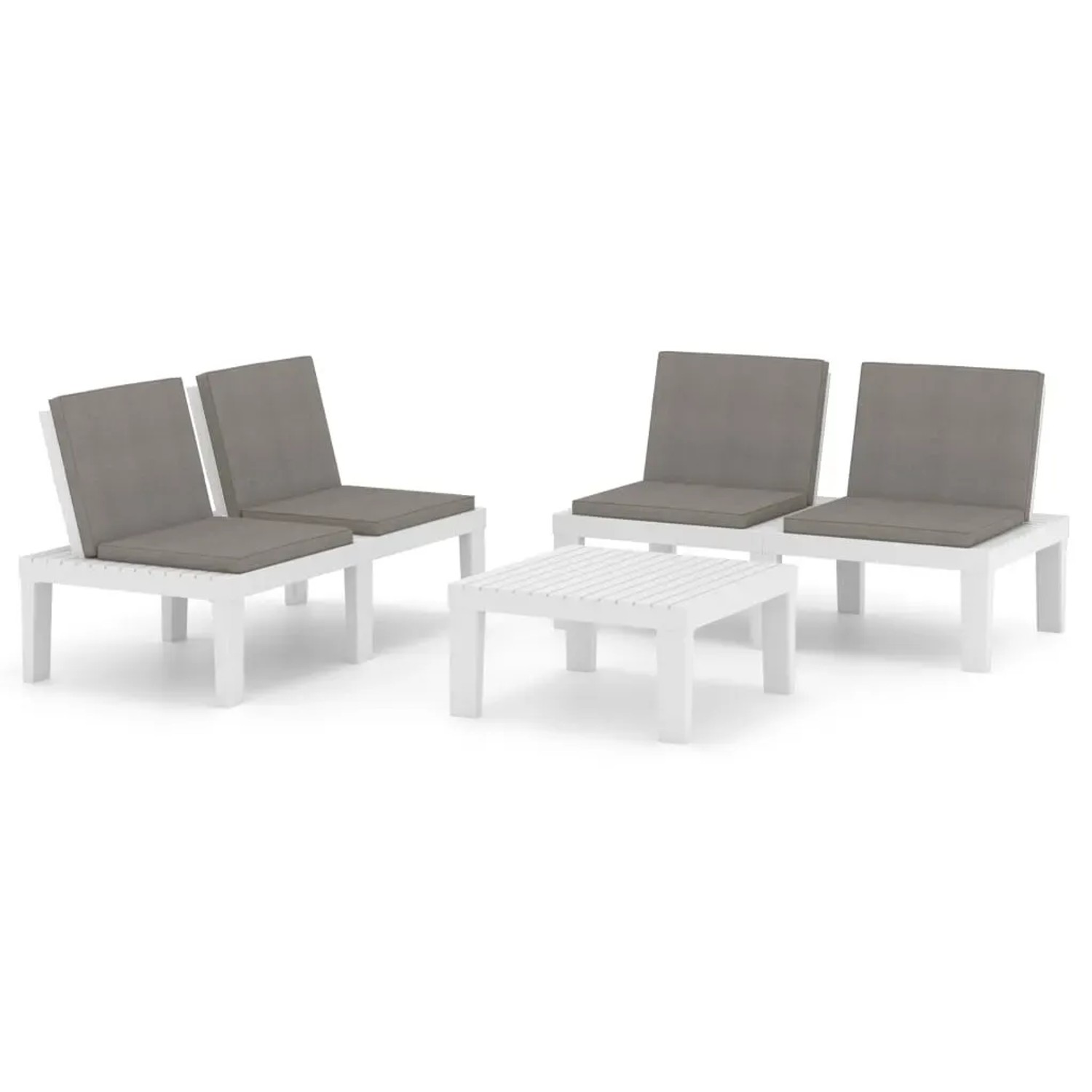 vidaXL 3-Tlg Garten-Lounge-Set mit Kissen Kunststoff Weiß 3059827