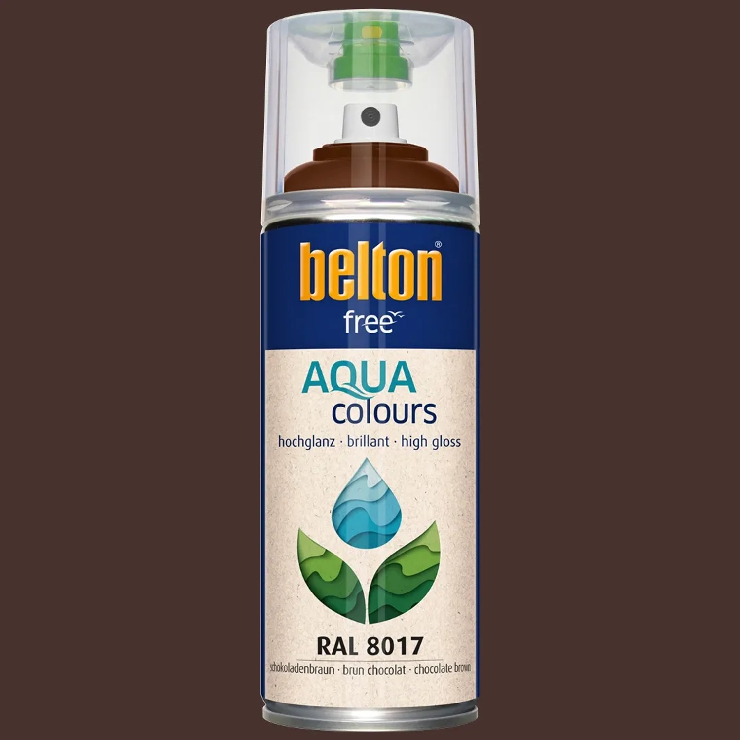 Belton Free AQUAcolours Buntlack RAL 8017 Schokobraun hochglänzend, 400ml Dose.