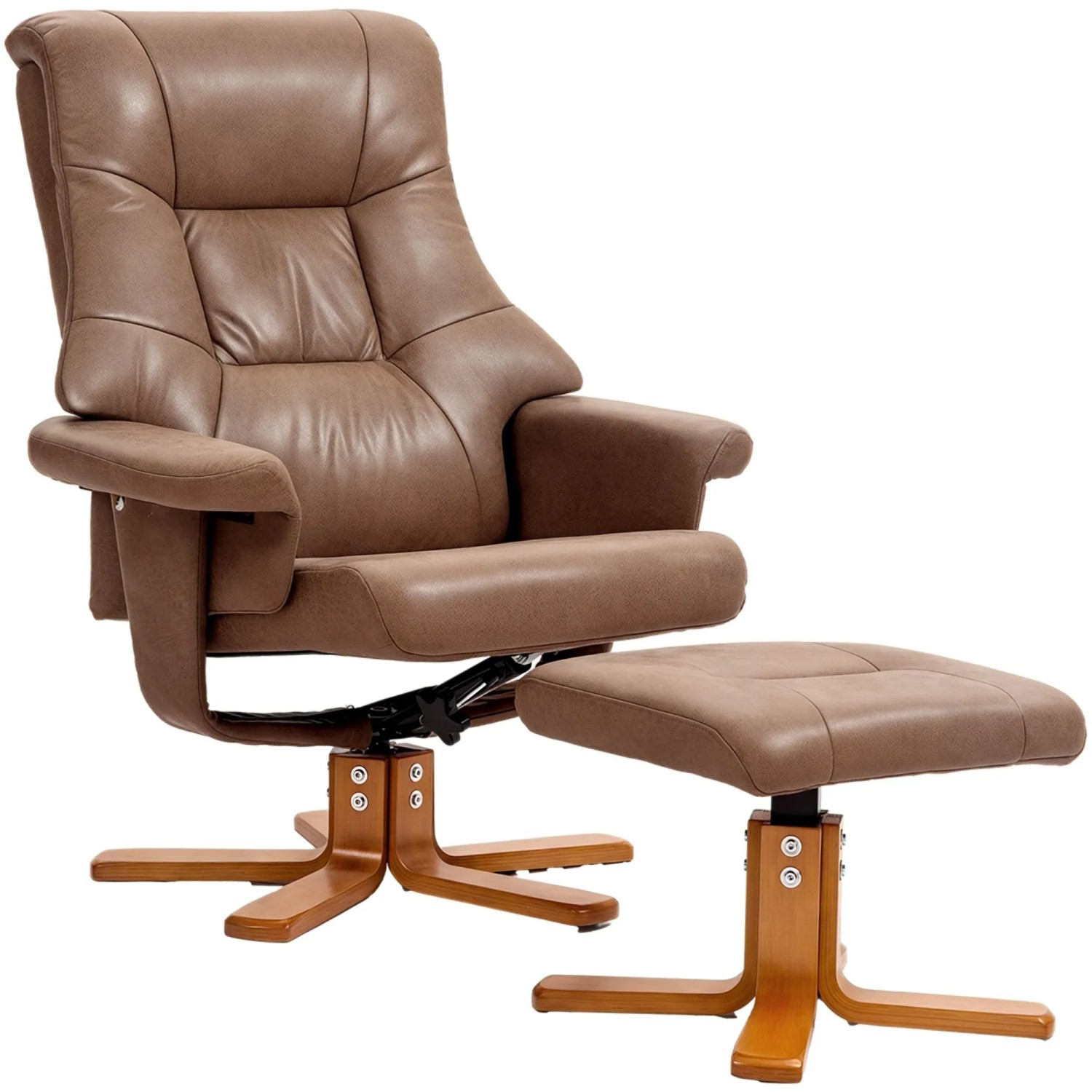 HOMCOM Relaxsessel mit Hocker Drehbar mit Liegefunktion Braun 78 x 82,5 x 109 cm