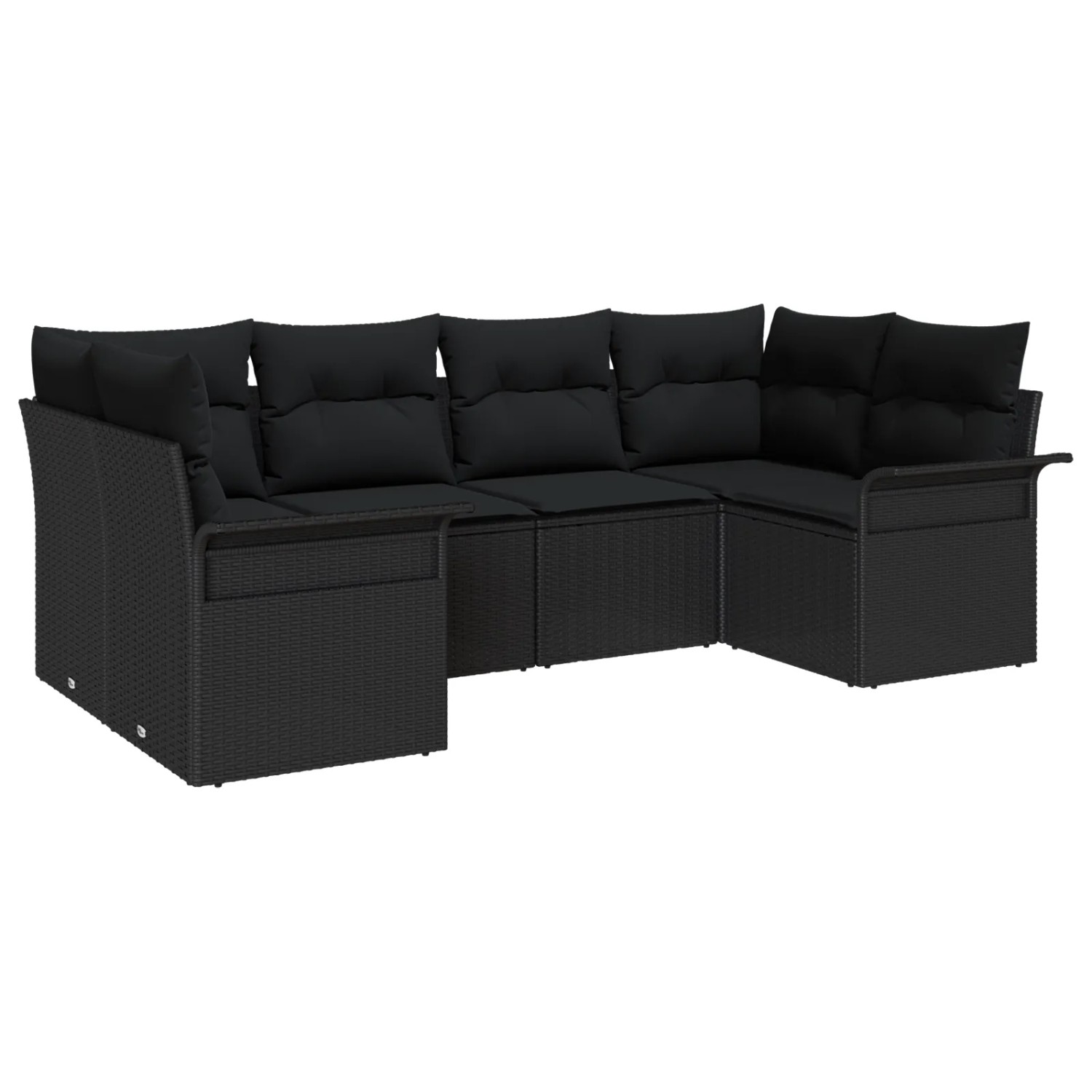 vidaXL Garten-Sofa-Set mit Kissen 6-Tlg Schwarz Poly Rattan 3354172