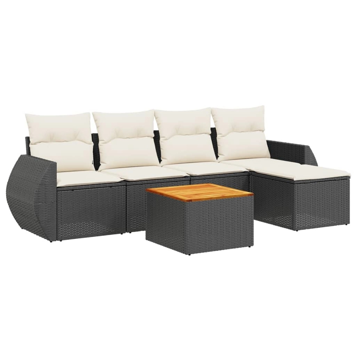 vidaXL 6-Tlg Garten-Sofagarnitur mit Kissen Schwarz Poly Rattan 3224978 günstig online kaufen