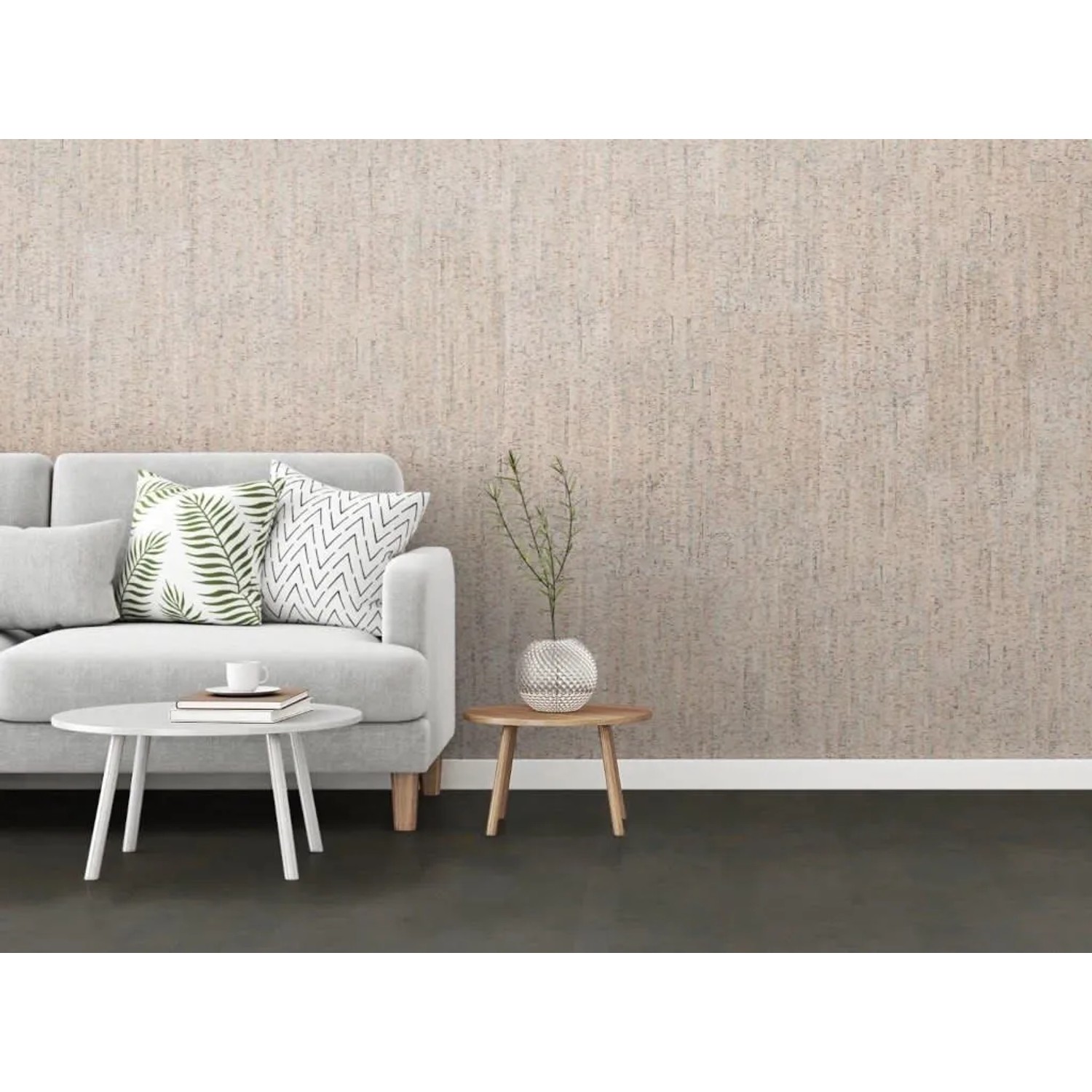 Granorte Kork Wandfliese Decodalle Parallel White mit PARAWAX-Oberfläche