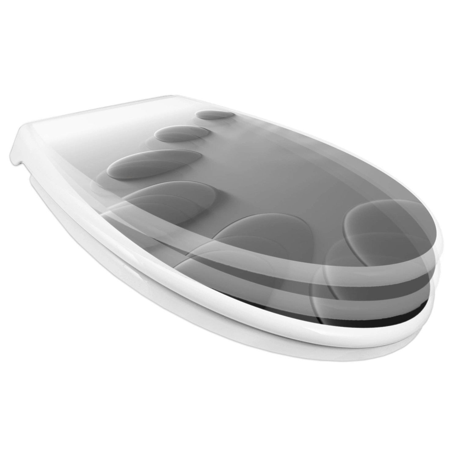 Banjado Familien WC-Sitz mit Absenkautomatik, Motiv schwarze Steine. Klodeckel mit integriertem Kindersitz.