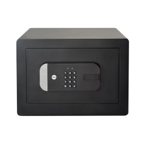Schwarzer Yale Tresor Smart Safe mit Bluetooth und Tastenfeld für erhöhte Sicherheit.