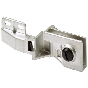 Hettich Aufschraub-Glastürscharnier, vorliegend, für Möbelbau ohne Glasbohrung.