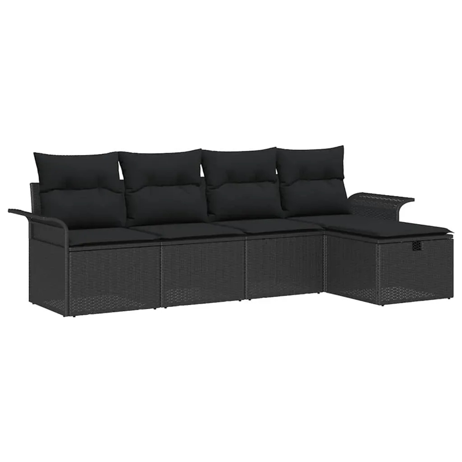 vidaXL Garten-Sofa-Set mit Kissen 5-Tlg Schwarz Poly Rattan 3360194 günstig online kaufen