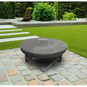 Buschbeck Deckel für Feuerschale Ø 55 cm aus Stahl. Abdeckung zum Schutz vor Funkenflug und Witterung.