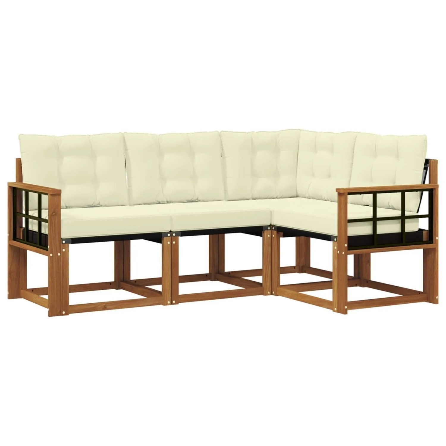 vidaXL Outdoor-Sofagarnitur mit Kissen 4-Tlg Natur und Creme 3368621