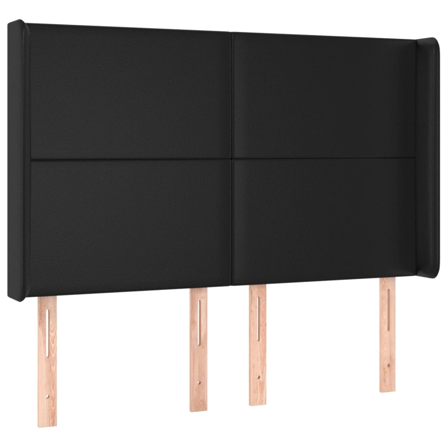 vidaXL LED Kopfteil Schwarz 147x16x118/128 cm Kunstleder 3123858