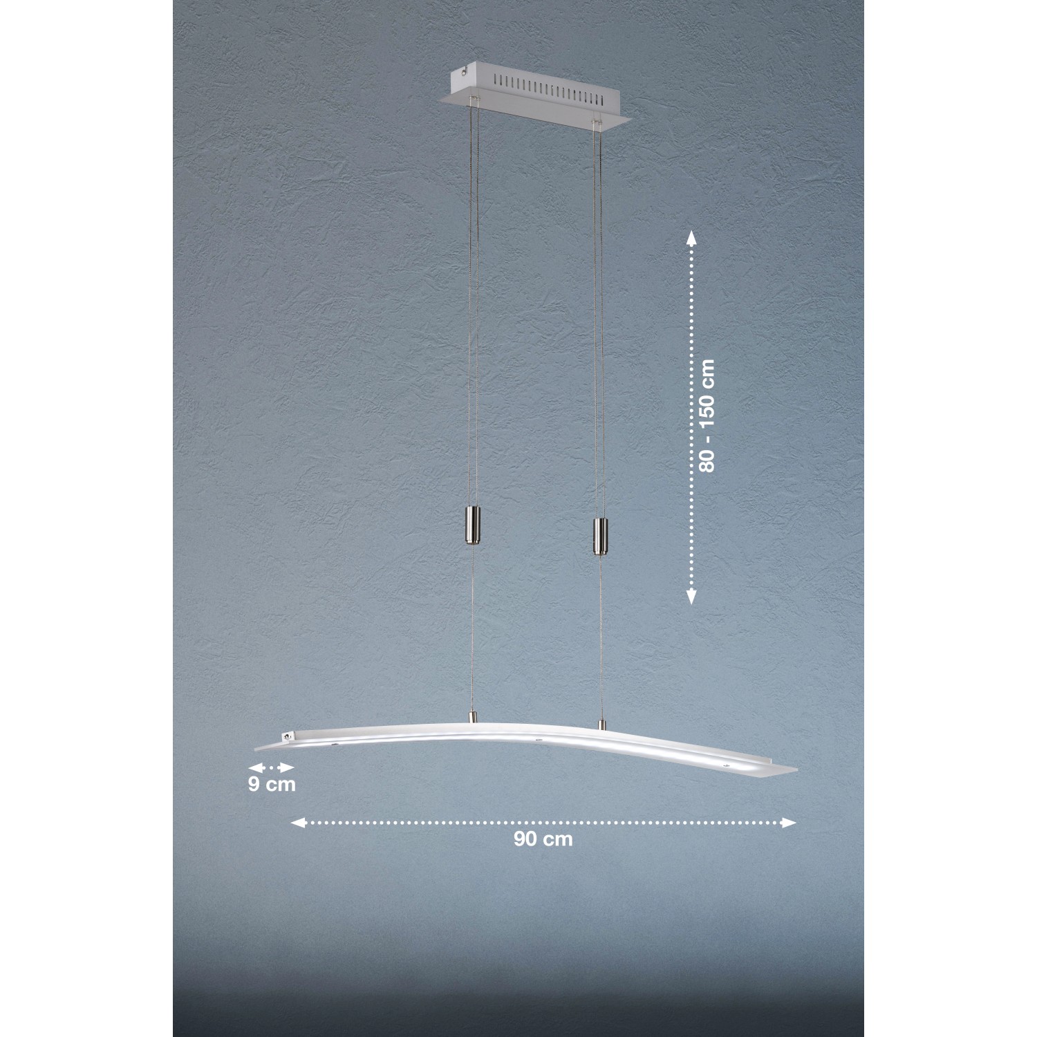 Höhenverstellbare LED-Pendelleuchte Metis von Fischer & Honsel, nickelmatt mit weißen Elementen.