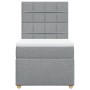 Helles vidaXL Boxspringbett mit Matratze (90x200 cm) und Kopfteil, grauer Stoff.