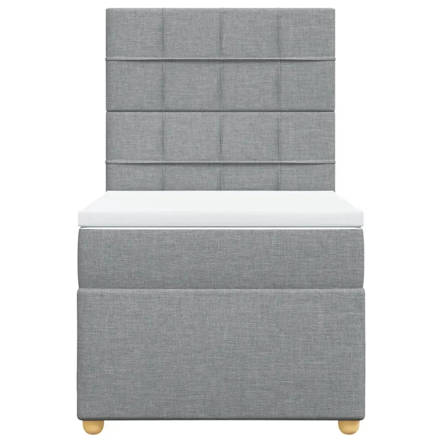 Helles vidaXL Boxspringbett mit Matratze (90x200 cm) und Kopfteil, grauer Stoff.