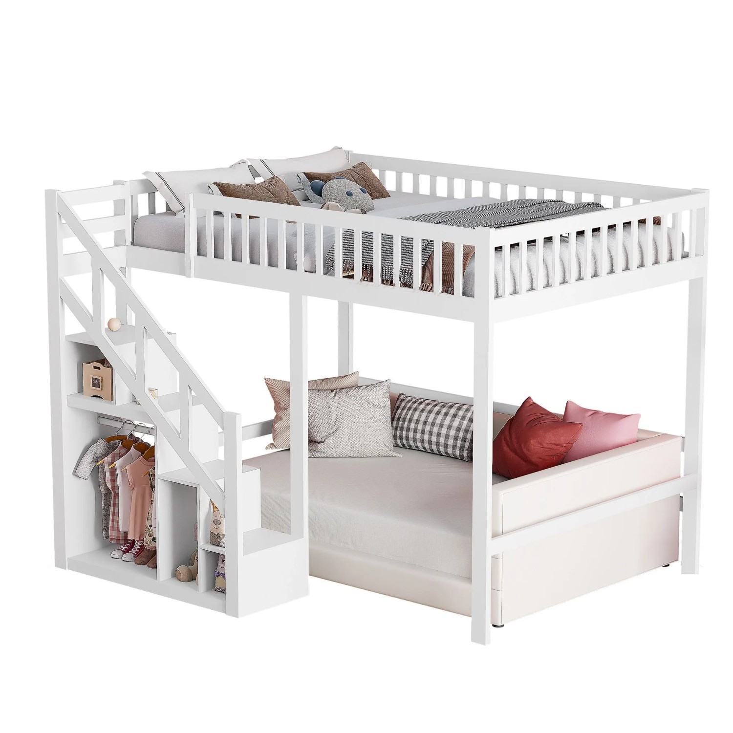 PXloue Bettrahmen Etagenbett 90x200cm Doppelhochbett  mit Stauraum Lattenrost