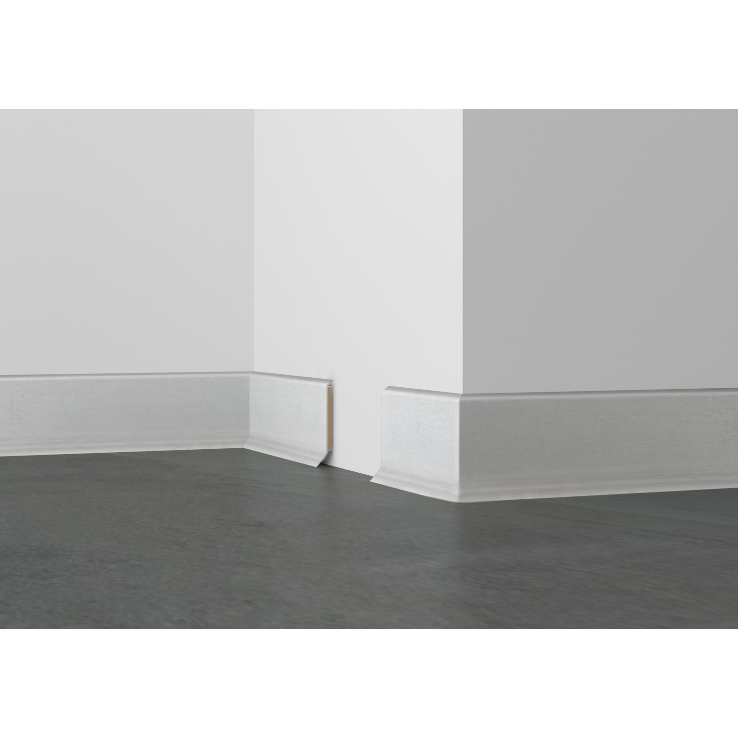 System 9 Kernsockelleiste Buche gedämpft, 60mm hoch, für perfekten Wandabschluss.