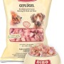Dibo Geflügel Barf für Hunde und Katzen, 2kg Packung und Schale mit Geflügelfleisch.