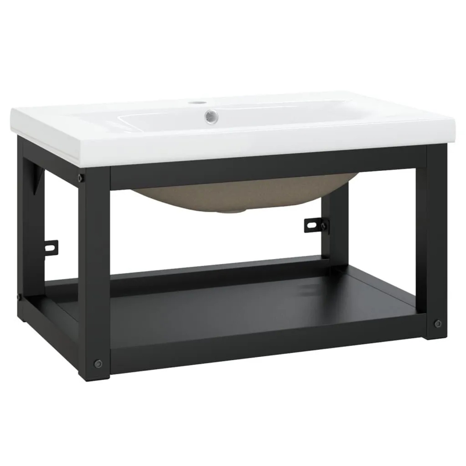 vidaXL Badezimmer-Waschtischgestell mit Waschbecken Schwarz Eisen 3101383
