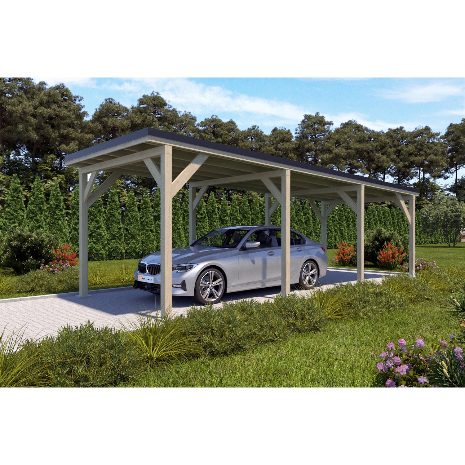 Holzbrüder Carport Ralf 26m² Natur-Schwarz günstig online kaufen
