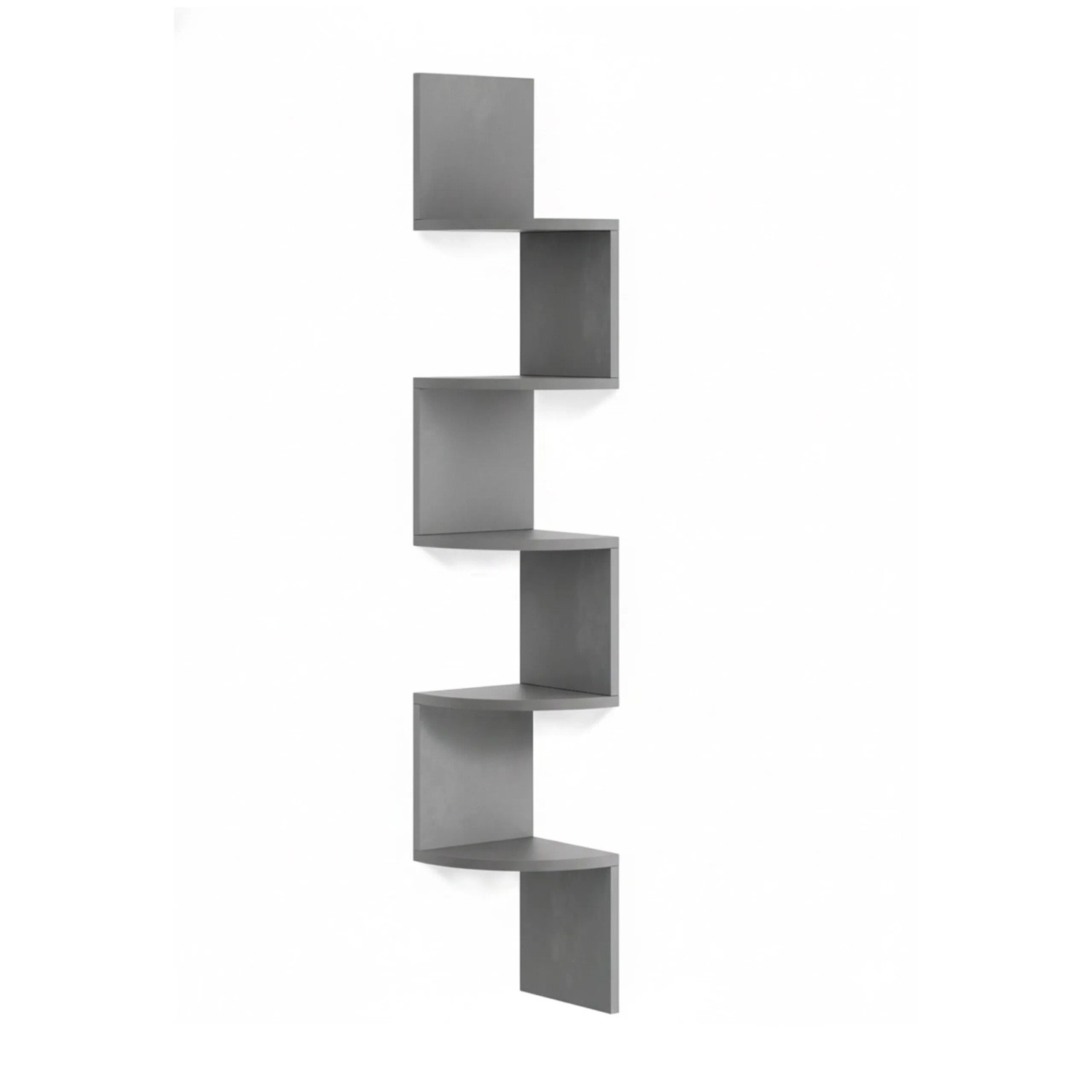 Relaxdays Eckwandregal MDF Grau 5 Etagen 125 cm x 20 cm x 20 cm 3,5 kg