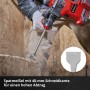 Einhell SDS Plus Meißel Set in Nutzung: Spitz-, Flach- und Spatmeißel für Bohrmaschine im Einsatz.