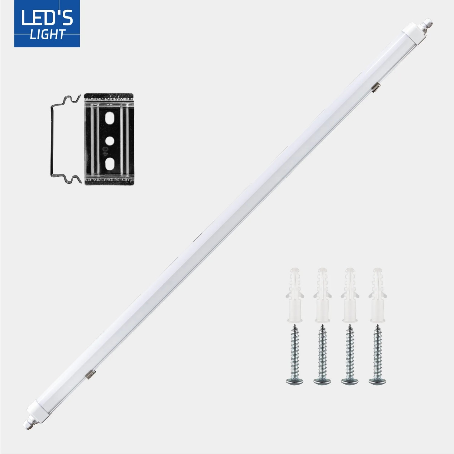 LED Feuchtraumleuchte 46W, 150cm, 5520lm, 4000K, IP65 mit Zubehör für die Montage.