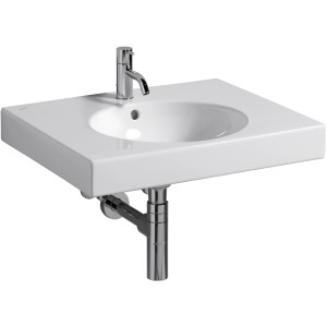 Geberit Preciosa II Waschbecken, 60 cm, mit Hahnloch und Ablagefläche.